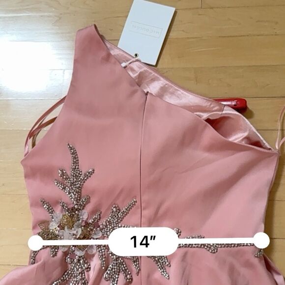 MAC DUGGAL Embellished One Shoulder Asymmetrical Gown in Rose 6 NWT - Picture 13 of 16